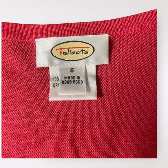 Talbots Pink Coquette Y2K Merino Wool Tie Front Cardigan sweater Size 6 - Picture 2 of 8